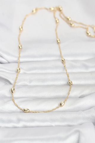 Cm 14k Gold Renk Topçuklu Burgu Zincir Model 60 Cm Kadın Kolye - Lisinya Altın