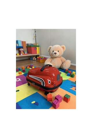 Aresshop Araba Valiz Çocuk Çanta Cocuk Araba Valız Kırmızı