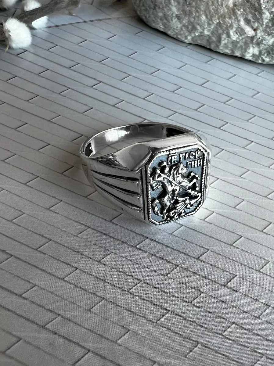 Monıchev Jewelry 925 Ayar Gümüş Mühür "aziz Yorgi" 242643408 Gri