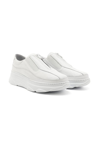 Gönderi(R) Gönderi R Beyaz Fermuarlı Dolgu Taban Hakiki Deri Sneaker Beyaz