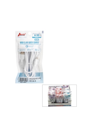 And Tecnology A30-31-32 Telefon Şarj Ve Data Kablosu - Micro Usb, Type-c, Usb 3.4a Mix- 50'li Paket Diğer