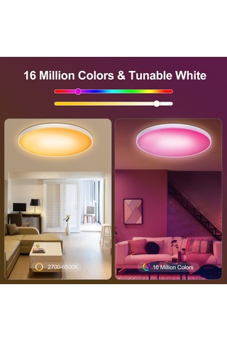 Akıllı Plafonyer Karartma Tavan Lambası 220 V Wi-fi+bt Kumanda Çok Renkli