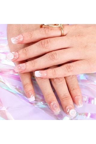 Takma Tırnak Ten Rengi Nail Art Orta Balerin - 10'lu Tekrar Kullanılabilir El Yapımı Protez Takma Tırnak Eobl-3517 S