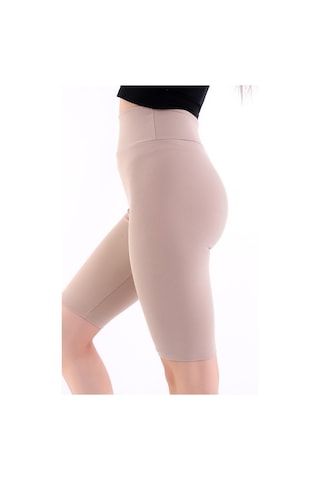 Self Clothing Kadın Bej Yüksek Bel Fitilli Dayanıklı Örme Kumaş Toparlayıcı Kıs