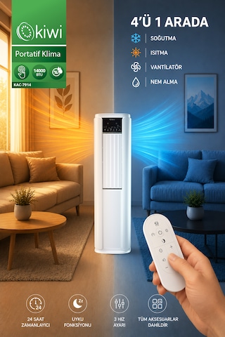 Kiwi KAC-7914 14000 BTU Soğutma ve Isıtma Portatif Klima