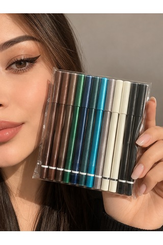 Milano Beautys 12'li Renkli Eyeliner Ve Göz Kalemi Seti Waterproof Suya Dayanıklı, Uzun Süre Kalıcı, 12 Farklı Renk Çok Renkli