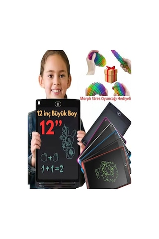 Çizim Tableti 12inç Eğitici Çocuk Tableti Grafik Tablet Dijital Kalemli Ekran Yazı Tahtası Kırmızı