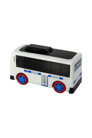 Uj Toys Eğitici Öğretici Sesli Ve Işıklı Çarp Dön Sevimli Polis Otobüsü-beyaz