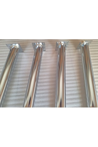 4 Adet-metal Konik Ayak-masa Ayağı-gümüş Renk-73.5cm- Açılı Ayak