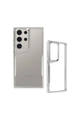 Newface - 598 - Samsung Galaxy Uyumlu S25 Ultra Kılıf Boyi Silikon Kapak - Csmo-tex - - Gümüş