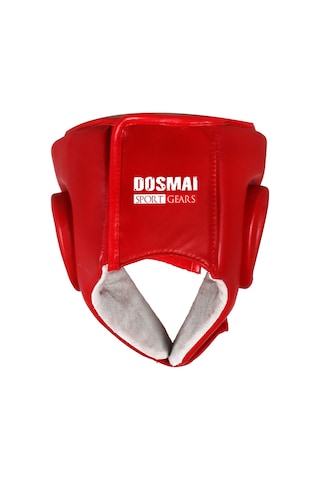 Dosmai Deri Yüz Korumalı Kick Boks Muay Thai Maç Kaskı Kırm Ko371 Kırmızı