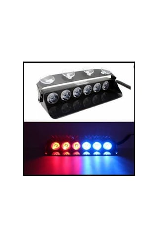 Cam Içi Çakar Lamba Kırmızı - Mavi 12V 8 Fonksiyonlu Power Led