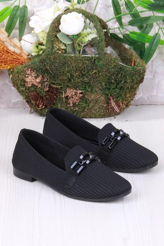 Mehmet Mete 9537 Fashion Tokalı Kadın Babet Sıyah