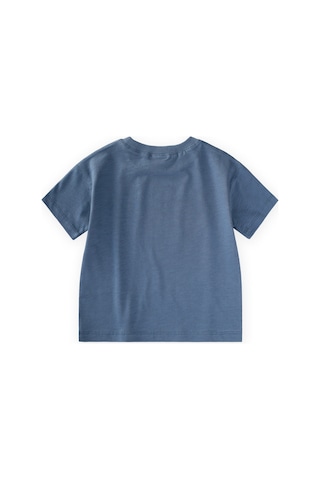 Cigit Slogan Baskılı T-shirt 2-10 Yaş İndigo Mavi