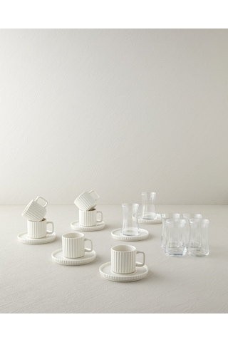 English Home Lunara Porselen 18 Parça 6 Kişilik Çay-kahve Takımı 170-90 Ml Beyaz Beyaz