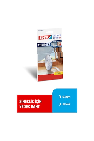 Sineklik Yedek Rulo, Cırt Bantlı, Comfort, Pencere İçin, Kesilerek Ayarlanabilir, Beyaz, 5,60 M