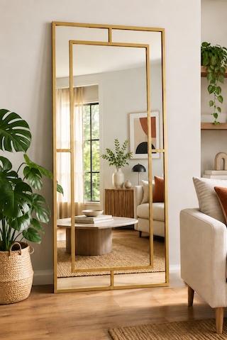 Effe Gold Metal Çerçeveli Yıldız 180x80 Cm Dekoratif Ayna