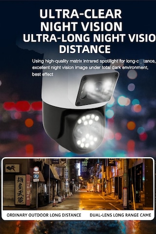 3 Lensli 12mp Wifi Ip Kamera Çift Zoom Tam Renkli Gece Görüşlü İki Yönlü Sesli Dış Mekan Kamera