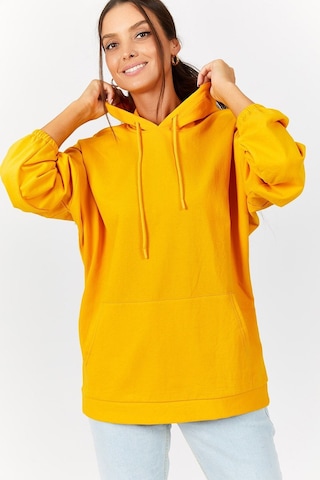 Armonika Kadın Hardal Kapişonlu Cepli Sweatshirt Arm-21k024027