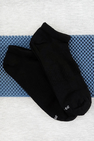 Sensu File Örgü Unisex 6'lı Patik Çorap Siyah Siyah