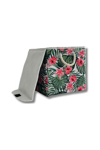 Kapaklı Dolap İçi Çamaşır Oyuncak Düzenleyici Katlanır Saklama Kutusu 30x30x30-yeşil Yaprak Siyah