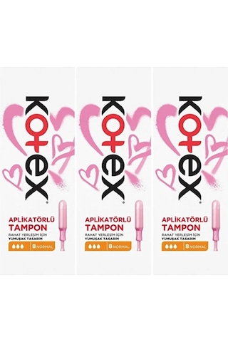 Kotex Aplikatörlü Tampon Normal 24 Lü Set 3pk 8