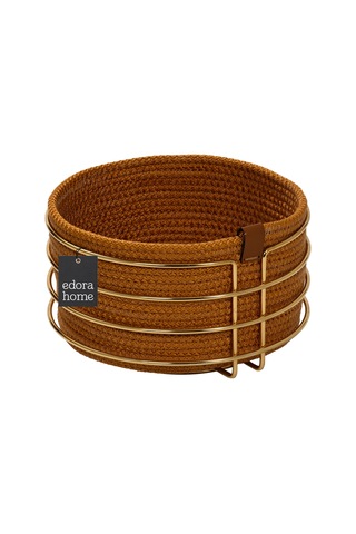 Altın Yuvarlak Ekmek Sepeti Şık,ekmeklik Hardal Hasır Örmeli Makrome-çok Amaçlı Metal Paslanmaz Altın