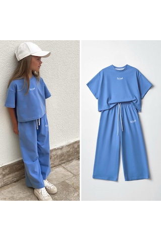 Kız Çocuk Yazlık Alt Üst Takım Mavi