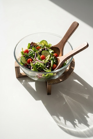 Bosco Akasya Salata Servis Kasesi & Çatal Kaşık - 2700 Ml Şeffaf