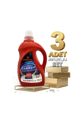 Worldchem Çamaşır Detarjanı Sıvı Renkliler 3x2 Lt 2 L