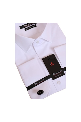 Dicotto Beyaz Ekstra Dar Kesim Likralı Esnek Micro Kumaş Kol Düğmeli Slim Fit Erkek Gömlek - 195-1 001