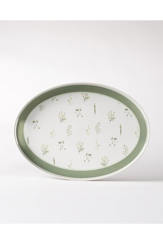 Delmare Oval Tepsi - Beyaz/yeşil