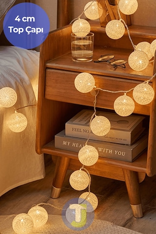 Technojet 10 Led Pilli Dekoratif Top Işık 2mt, 4 Cm Top Çap 2 Metre