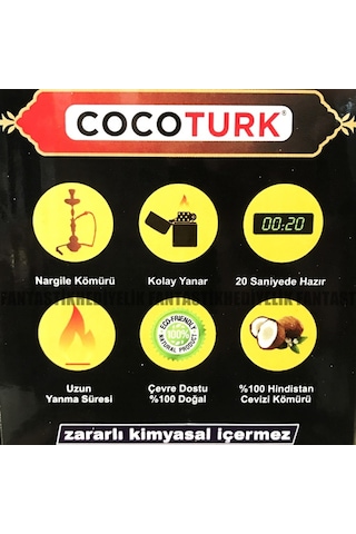 Cocotürk Çakmakla Kolay Yanan Hindistan Cevizi Nargile Kömürü Köz (270508858)