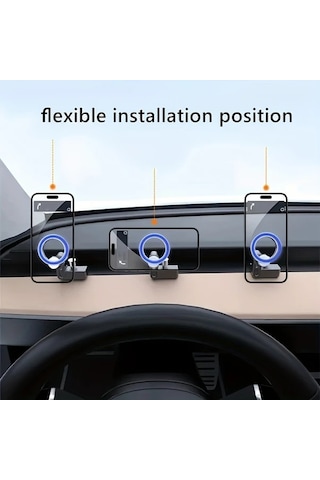 Honeybeeshop Siyah Manyetik Araç Telefon Tutucu Tesla Model 3 Model Y İçin Cep Telefonu Desteği Evrensel
