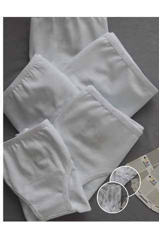 Alya Underwear Kız Çocuk Kalpli Dokuma Lastik Pamuklu Kumaş Slip Külot 5'li Paket 5 Adet Beyaz Multicolor-x19