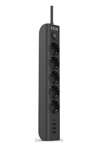 Inca Ipw-44tu 5 Port 2x Usb+ Type-c Akım Korumalı Led Tuşlu Priz