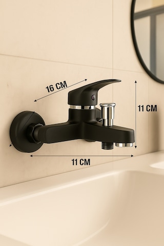 Siyah Mix Banyo Duş Sıcak Soğuk Girişli Garantili Kaliteli Banyo Bataryası Fırsat Siyah