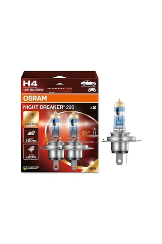 Osram 12v H4 Ampül 60/55w +%220 Parlak Işık +150 Metre Fazla Görüş +%20 Beyaz Işık 2 Ad