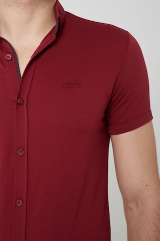Coonless Erkek Kısa Kol Slim Fit Gömlek Kırmızı Beyaz