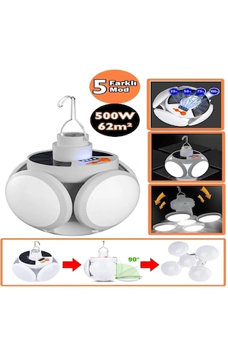5 Led 3 Farklı Işık Mod Açılıp Kapanabilir Kanatlı Güneş Enerjili