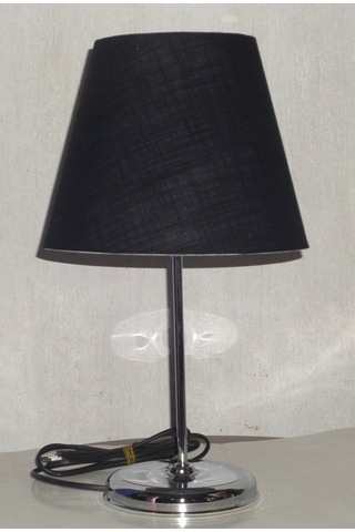 Siyah Başlıklı Abajur Metal Krom Ayaklı Siyah