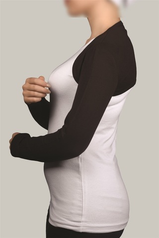 Altobeh Uzun Kollu Kadın Tesettür İçe Giyilen Bolero - Koyu Kahverengi Çok Renkli
