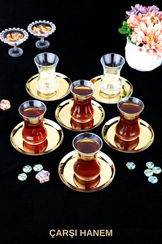 Yuvarlak 6 Parça Gold Paslanmaz Çelik Yuvarlak Çerezlik Tabağı