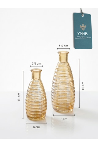 2 Li Minimalist Cam Vazo Seti Dekoratif Modern Masa Üstü Vazo Çiçeklik Bal