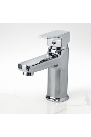 Krom Lavabo Bataryası Paslanmaz Gövde Tek Kollu Sıcak Soğuk Su Ayarlı Şık Modern Musluk Çok Renkli