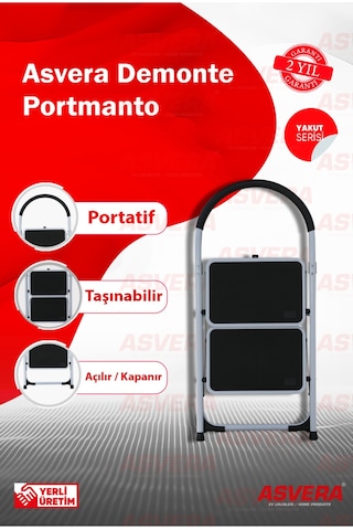 Yakut Serisi Vertika 2 Li Ev Tipi Katlanır Merdiven Kaymaz, Hafif Ve Dayanıklı 1 Adet