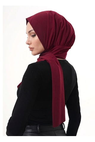 Alivascarf Pratik Hazır Çıtçıtlı Büzgülü Tesettür Şal Bordo