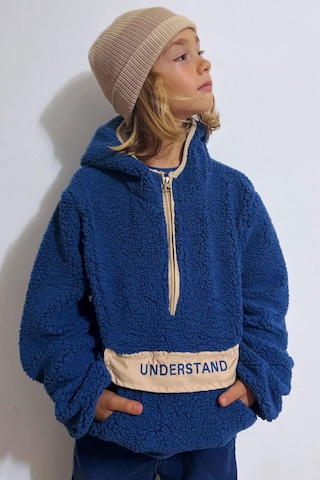 Reycan Erkek Çocuk Peluş Sweatshirt Kapüşonlu Kanguru Cepli 5-8 Yaş, İndigo Indigo