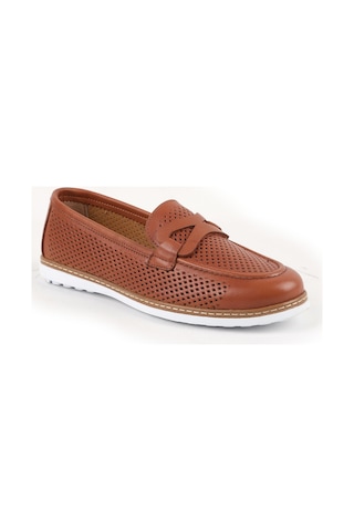 Libero L10.2231 Kadın Loafer Lazer Kesim Slip-on Ortopedik Poli Taban Comfort Anne Ayakkabısı Taba
